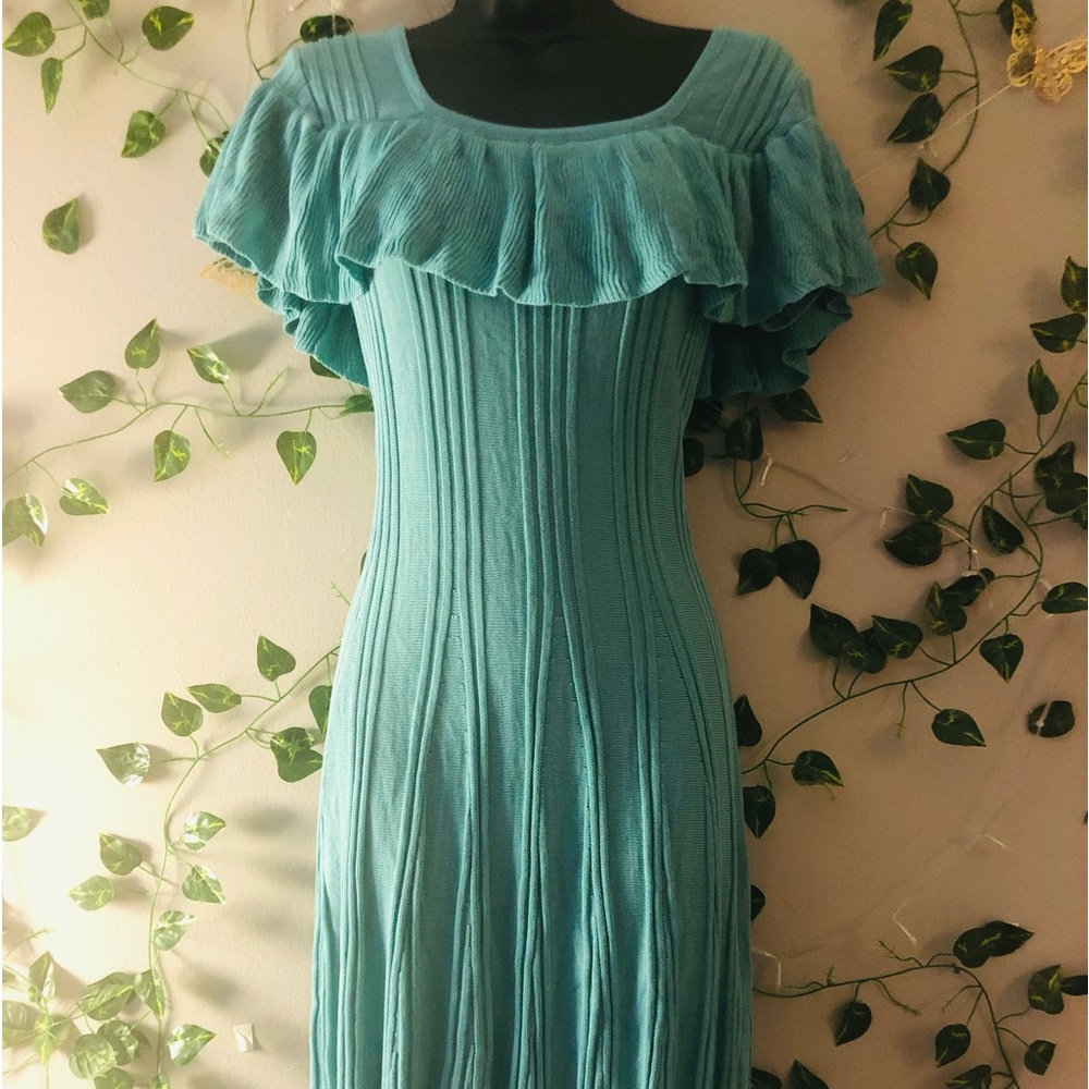 Dark teal knit stretchy dress